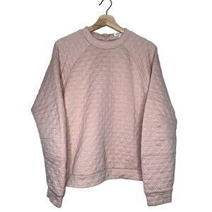 BCBGeneration Quilted Houndstooth Pullover Crewneck Sweater Pink Size Medium
